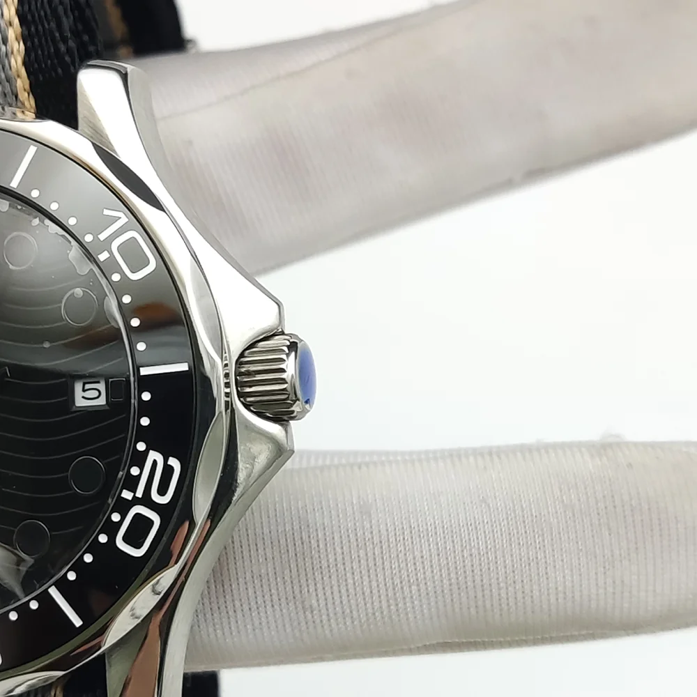 ساعة ميكانيكية رجالية مع علبة من الفولاذ المقاوم للصدأ ، حركة ، نمط موجة ، قرص معقم ، شاشة تقويم ، كاجوال ،