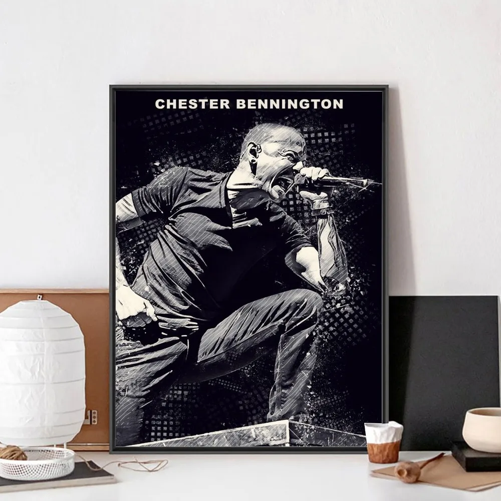 American Rock Legends-C-Chester-Bennington Poster Kraft Club Bar Paper Vintage Poster Wall Art Painting Bedroom Study Stickers