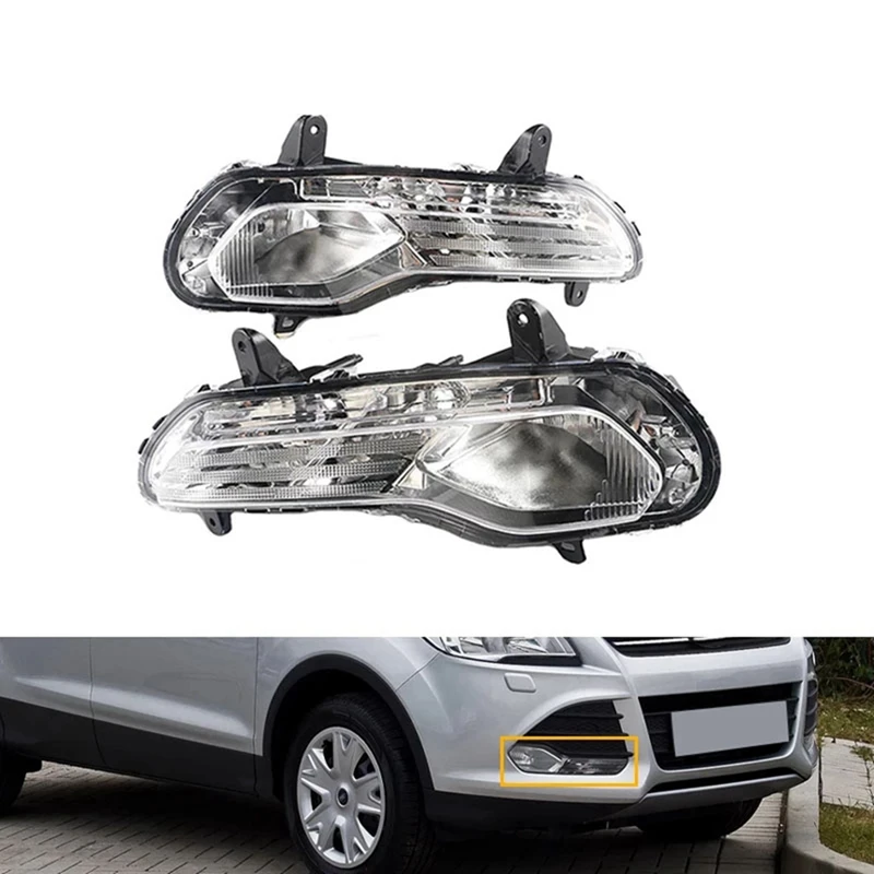 Car Front DRL Fog Light For Ford Escape Kuga 2013-2016 Auto Driving Lamp Daytime Running Light Bumper Lamp