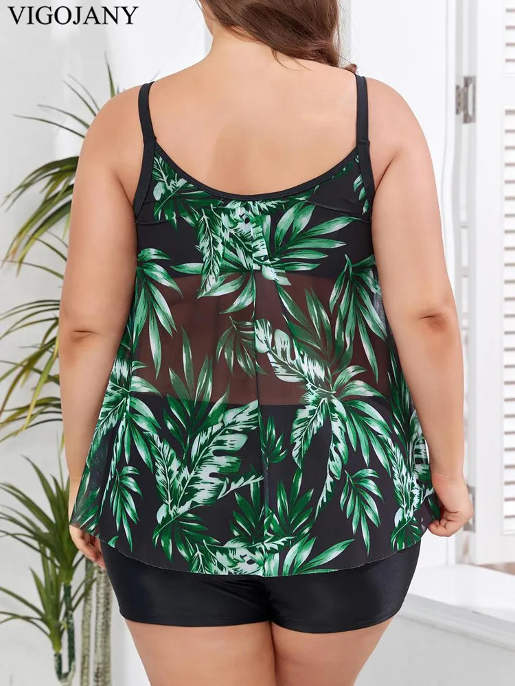 VigoJany 2025 Print Strapped 2-częściowy zestaw tankini Plus Size Kobiety Wysoka talia Push UP Strój kąpielowy bez pleców Letni strój kąpielowy