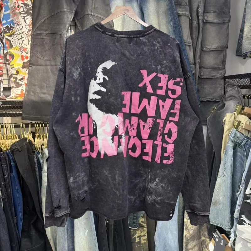 

Retro American Waed Long Sve T-irt round Ne ex Vintage Sle Cotton Crew Ne Pullover Top for Men And Women