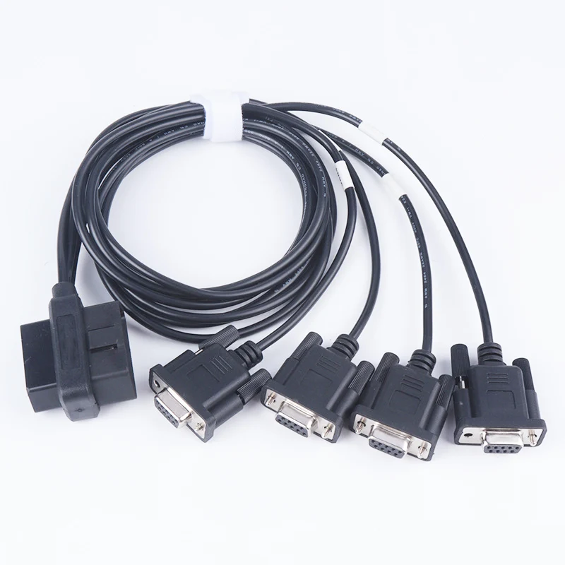 4IN1 16pin OBD II  T Type Male Female Interface To RS232 Serial VGA D-Sub 9 DB9 4 Female Port 6Way Cable For Car Diagnostics