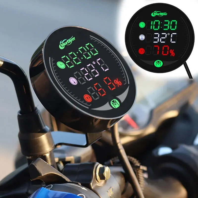 Waterproof Motorcycle 5-In-1 Modified Water Temperature Meter Time Voltmeter 12V Chronometer USB Mobile Phone Charging universal