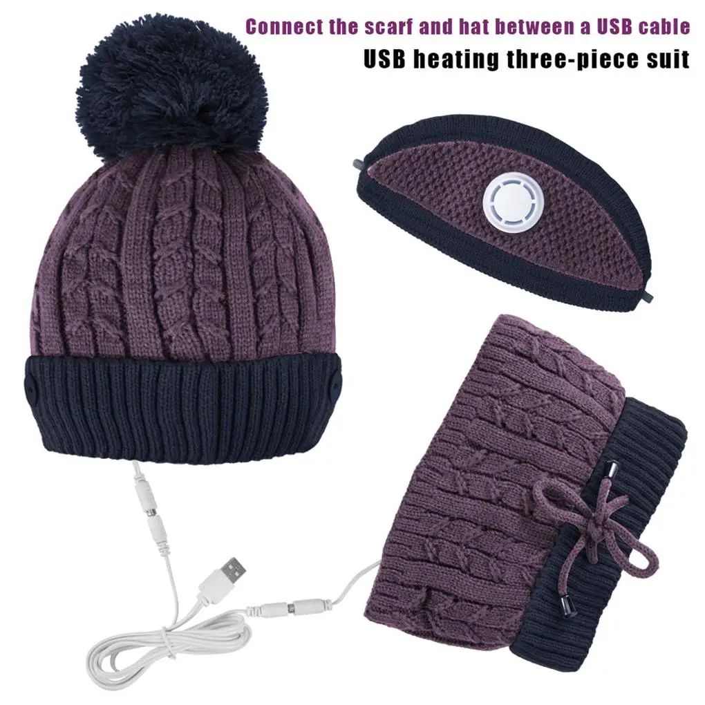 Heating Hat Heated Beanie Head Warmer Cute Looking Outdoor Accessories Exquisite Washable USB Charging Long-lasting Multipurpose