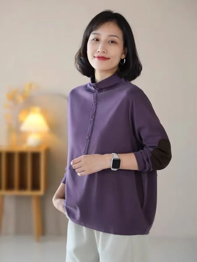 قاعدة نسائية فضفاضة تناسب irt f ياقة عالية مبطنة بعنوان Fce، نسخة كورية مريحة، لون طويل Sve