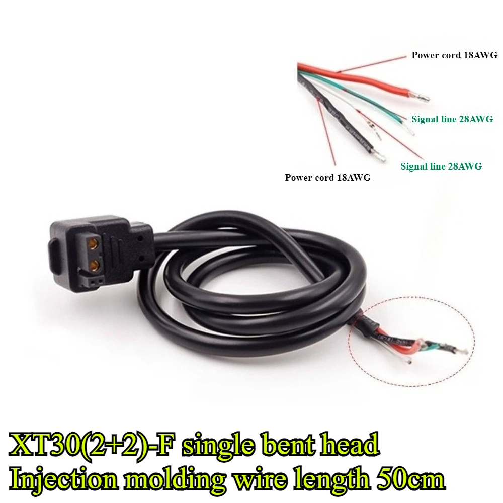 1Pcs XT30(2+2)-F Single/Double Head Straight/Bent Head Injection Molding Wire Length 50/100CM XT30 With Signal Pin Plug Cable