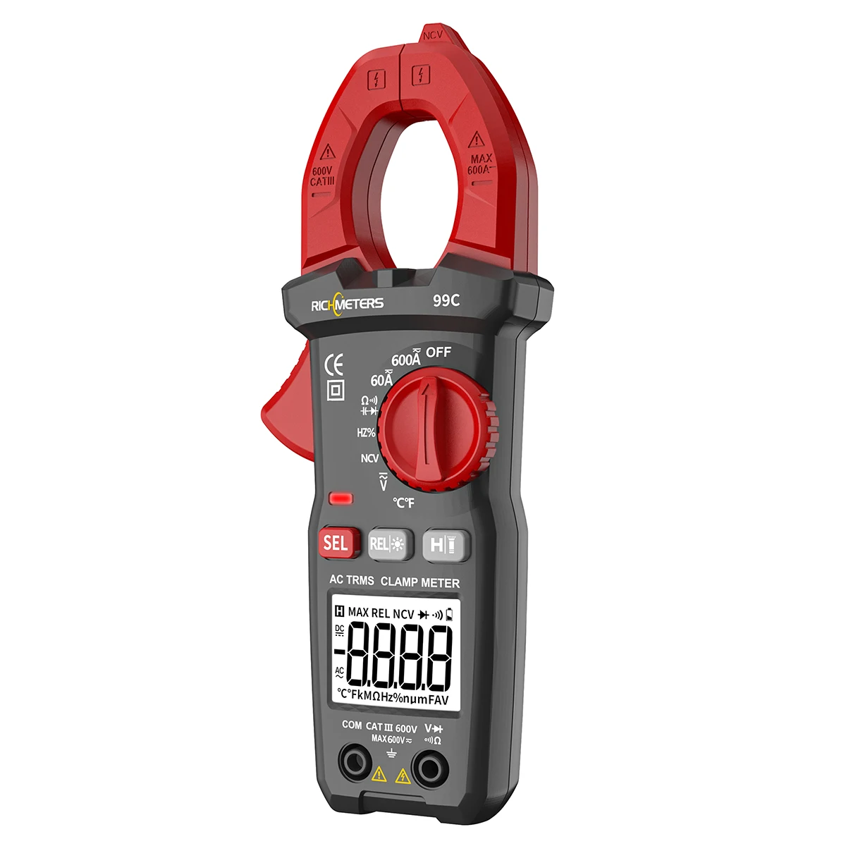 Digital Clamp Meter ACDC 600A Auto Range Flash Light Back Light Ampere DC Current Clamp ELECTRICAL TICK Meter Multimeter