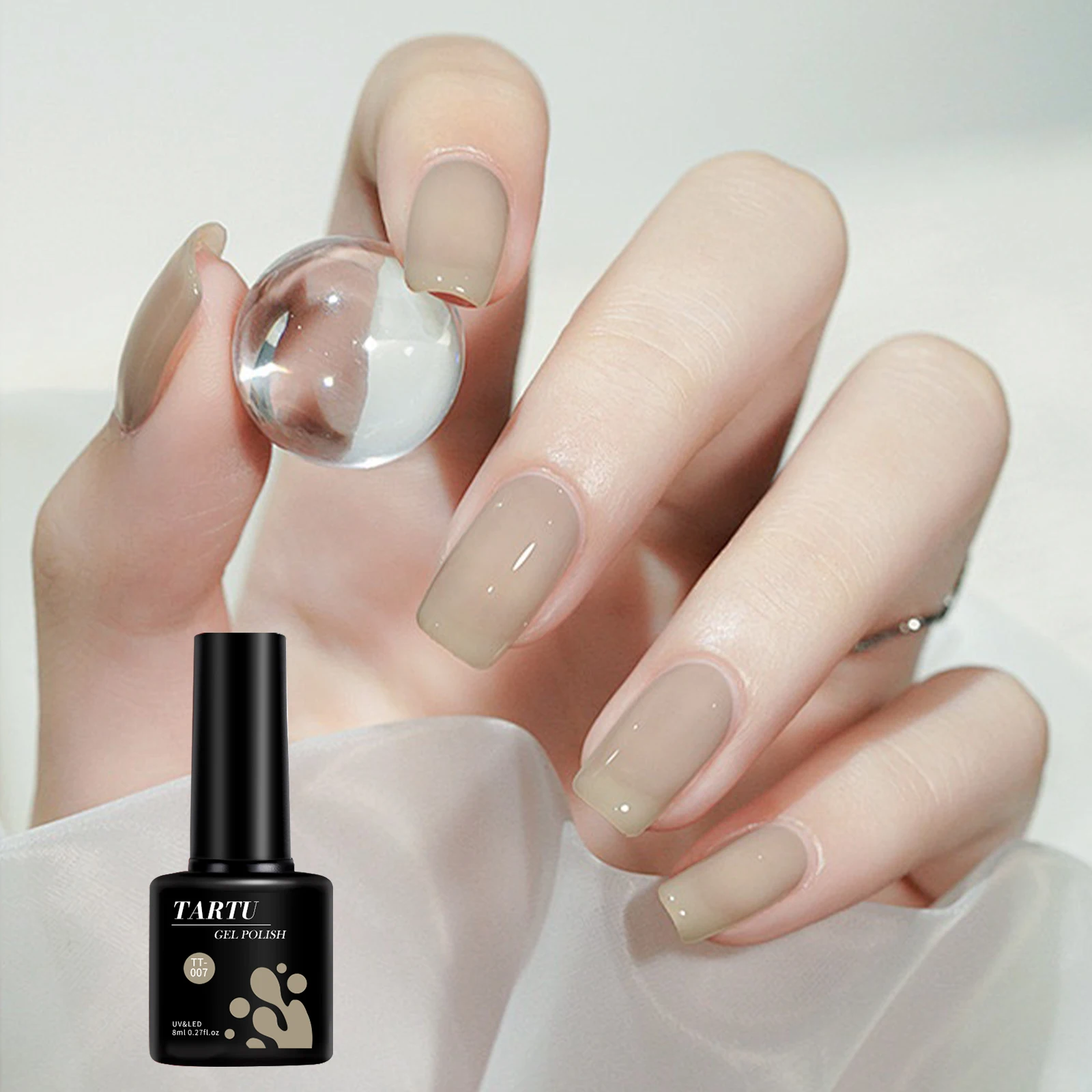 TARTU 8ml Semi Permanent Pink Jelly Gel Nail Polish Black White Red Natural Nude Nails Art Soak Off  UV/LED  Varnish nail art