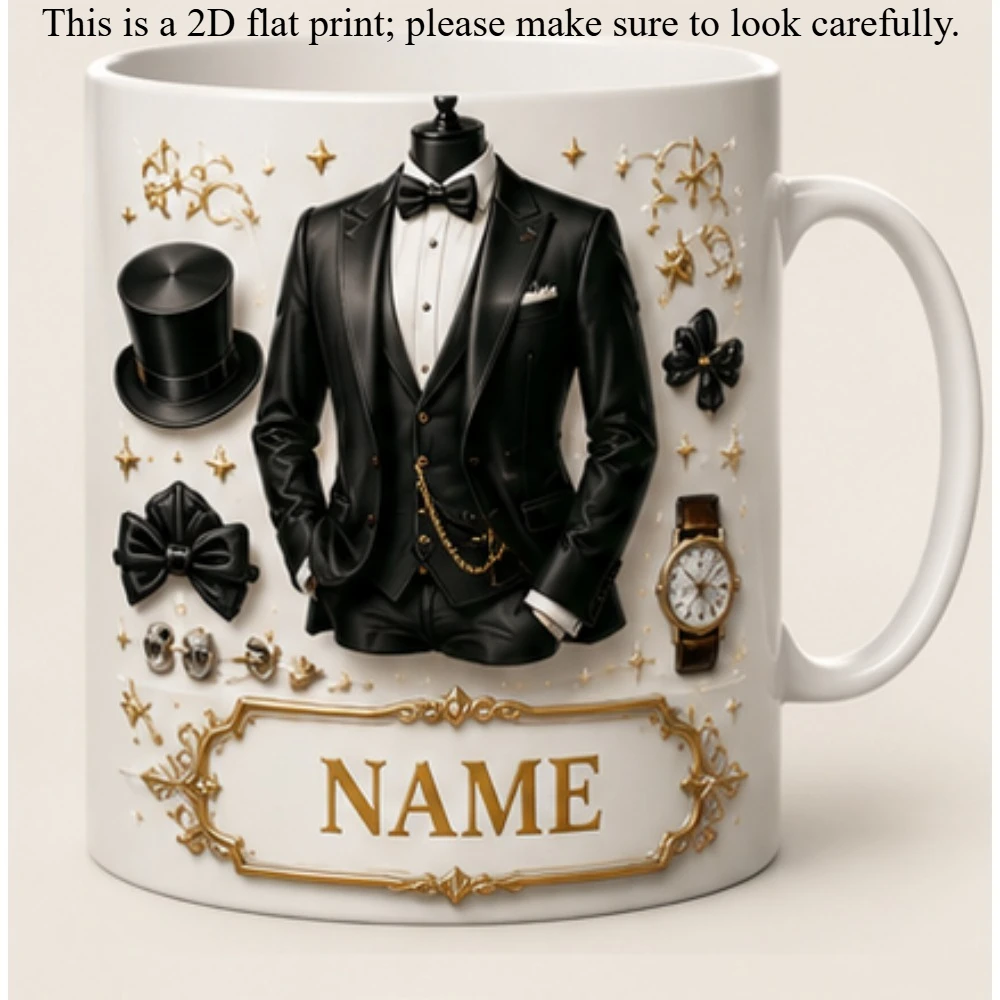 Personalized Fashion Design Mug 11oz Custom Name Ceramic Coffee Cup 2D Print Gift for Designer Friend Lover Birthday