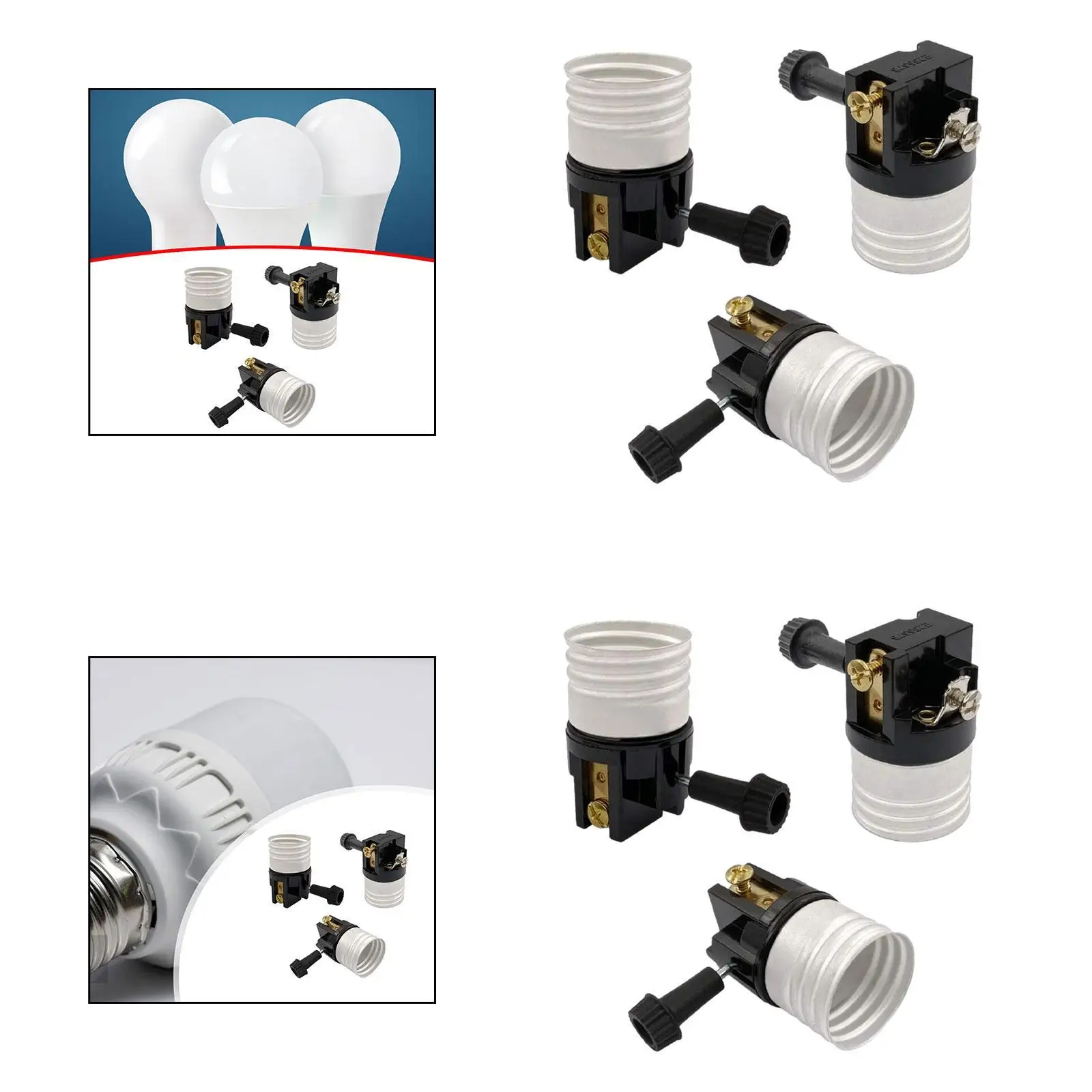 3x E26 Lamp Socket Replacement Lamp Holder,Lamp Parts,Repair Parts Sturdy Turn