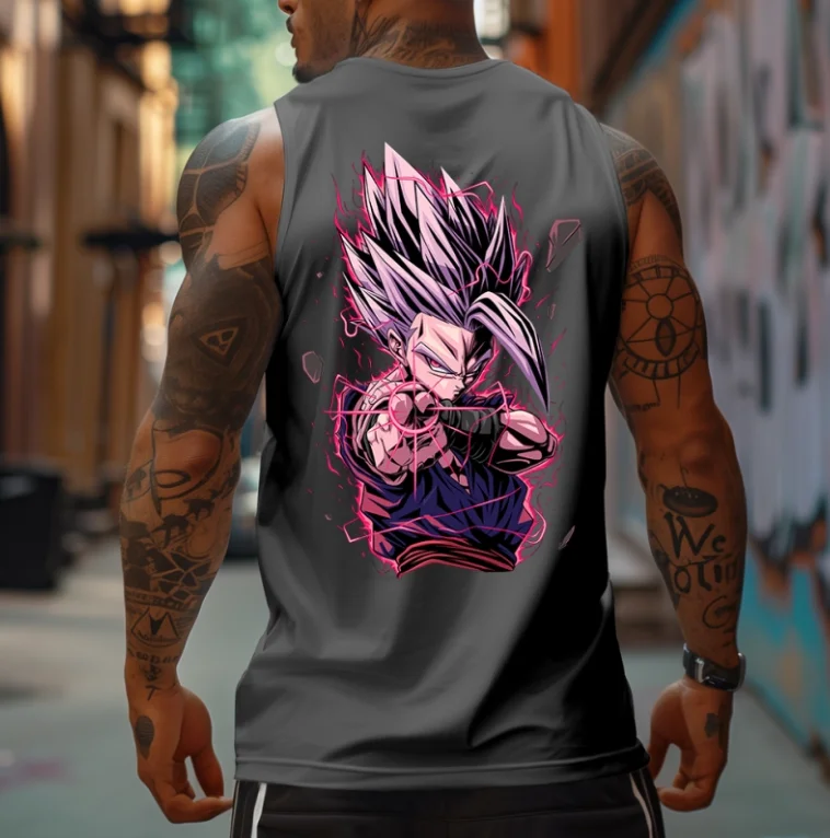 Chaleco sin mangas oficial de Dragon Ball para hombre con estampados de personajes, ropa informal de anime retro, camiseta con chaleco de fitness, para uso diario