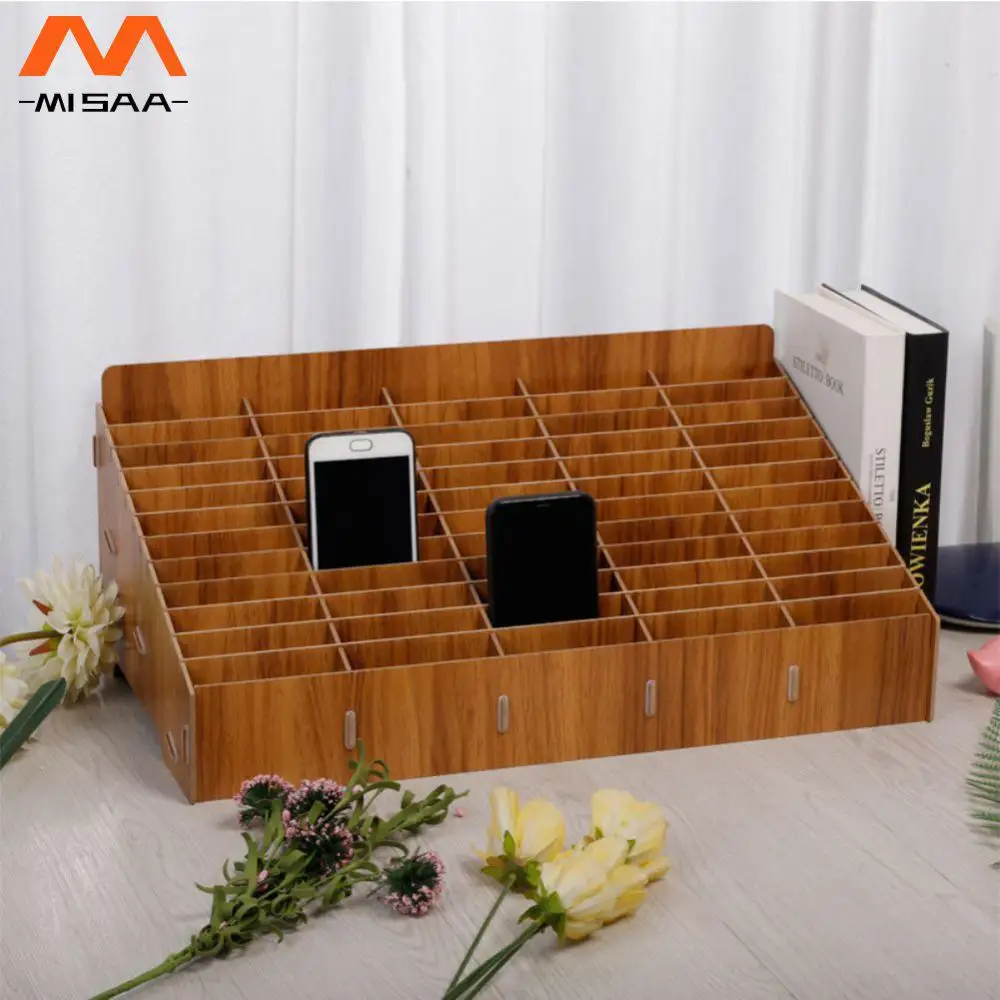 Multi-functional Wooden Basket Wood Grid 12/14 Grid Wholesale For Office Home Classroom Storage Rack Multi-grid Mobile Phone