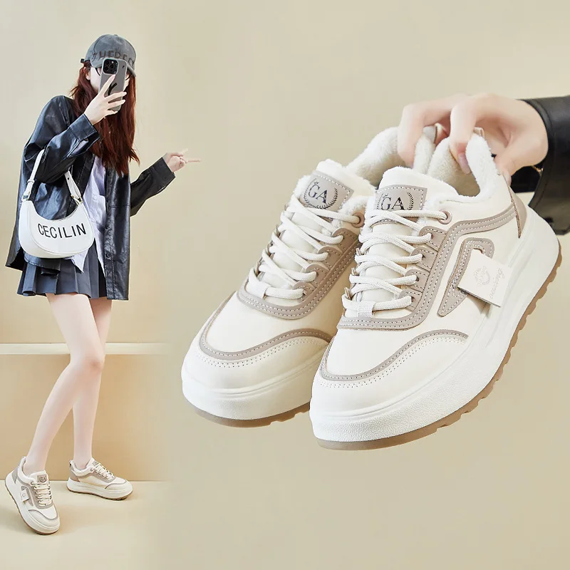 

Women's Winter Fleece Dad Shoes Versatile Sports Running Thick-Soled Height-Increasing Warm Cotton Casual Shoes 2025 Style