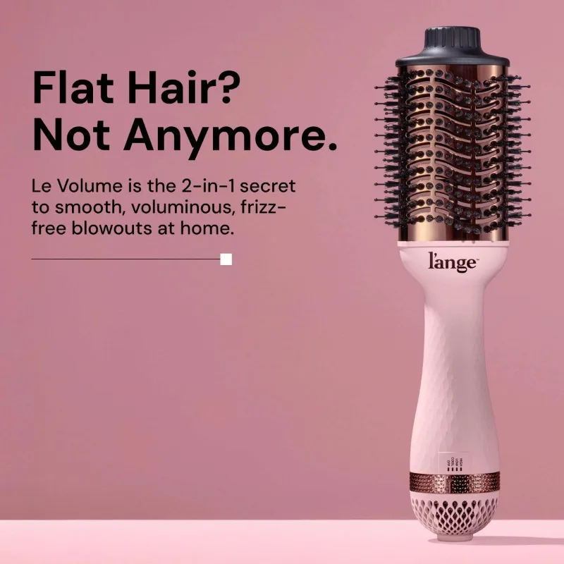 فرشاة L'ange Hair Le Volume 2 في 1 من التيتانيوم لمجفف الشعر، فرشاة الهواء الساخن مع أسطوانة بيضاوية