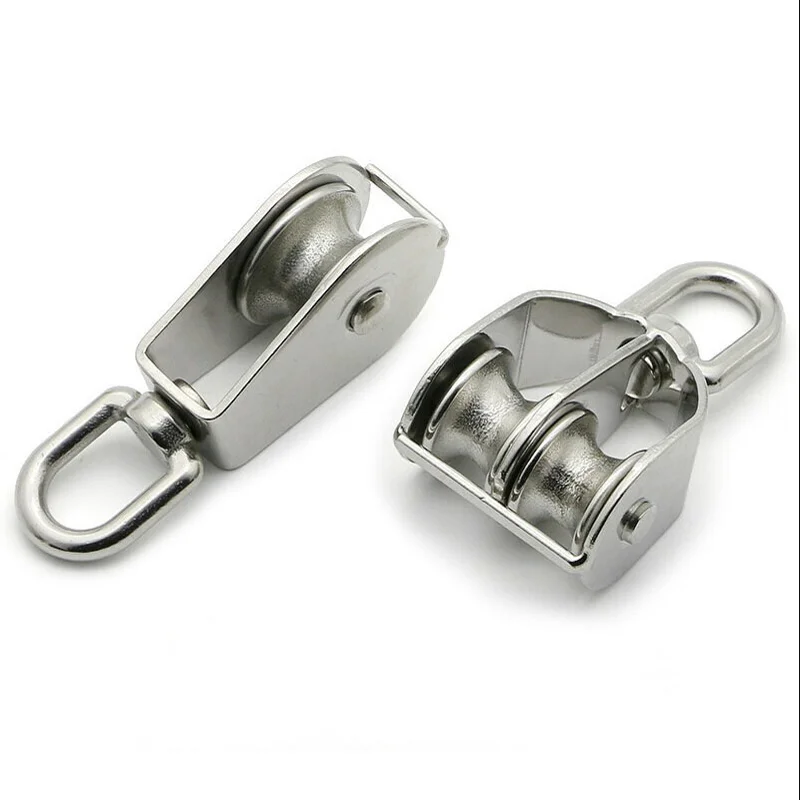 Stainless Steel Pulley 304 Single Double Wheel Sheave Swivel Type Eye Wire