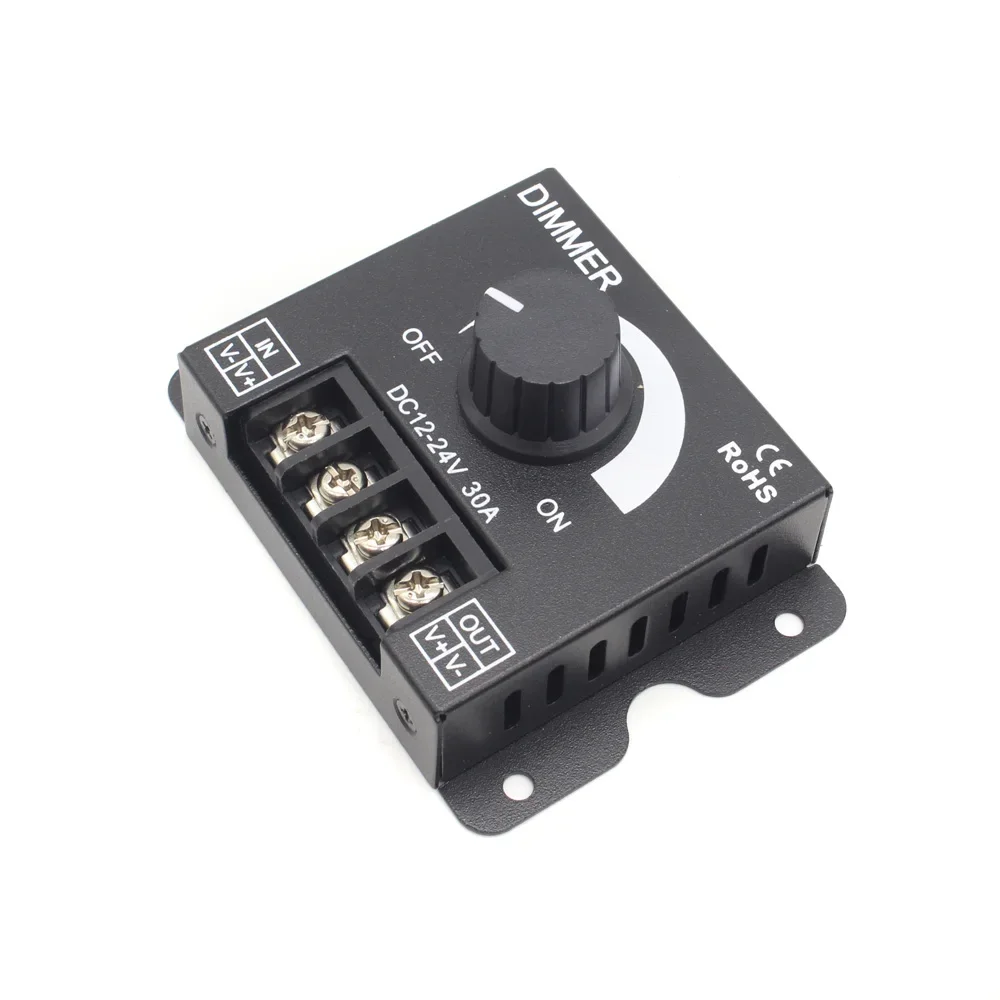 DC12V 24V LED Dimmer Switch Brightness Adjustable Ratating Contoller 30A Knob Dimer for Single Color 2835 5050 COB Strip Light