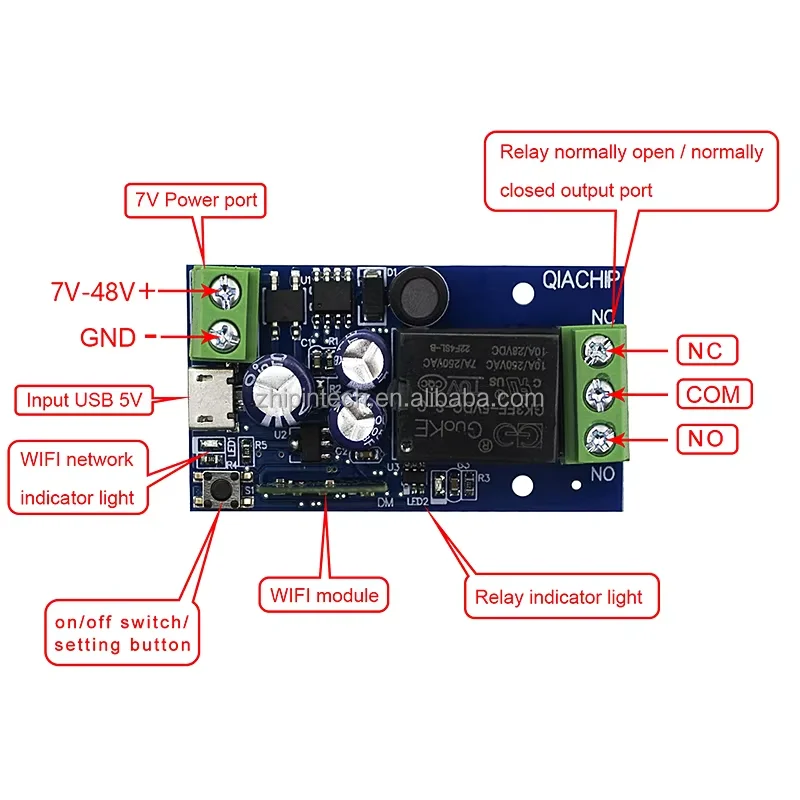 EweLink WiFi Smart Switch DC 5V 7V 12V 24V 48V Dry Contact Relay Timing Module Voice Control Compatible with Alexa Google Home