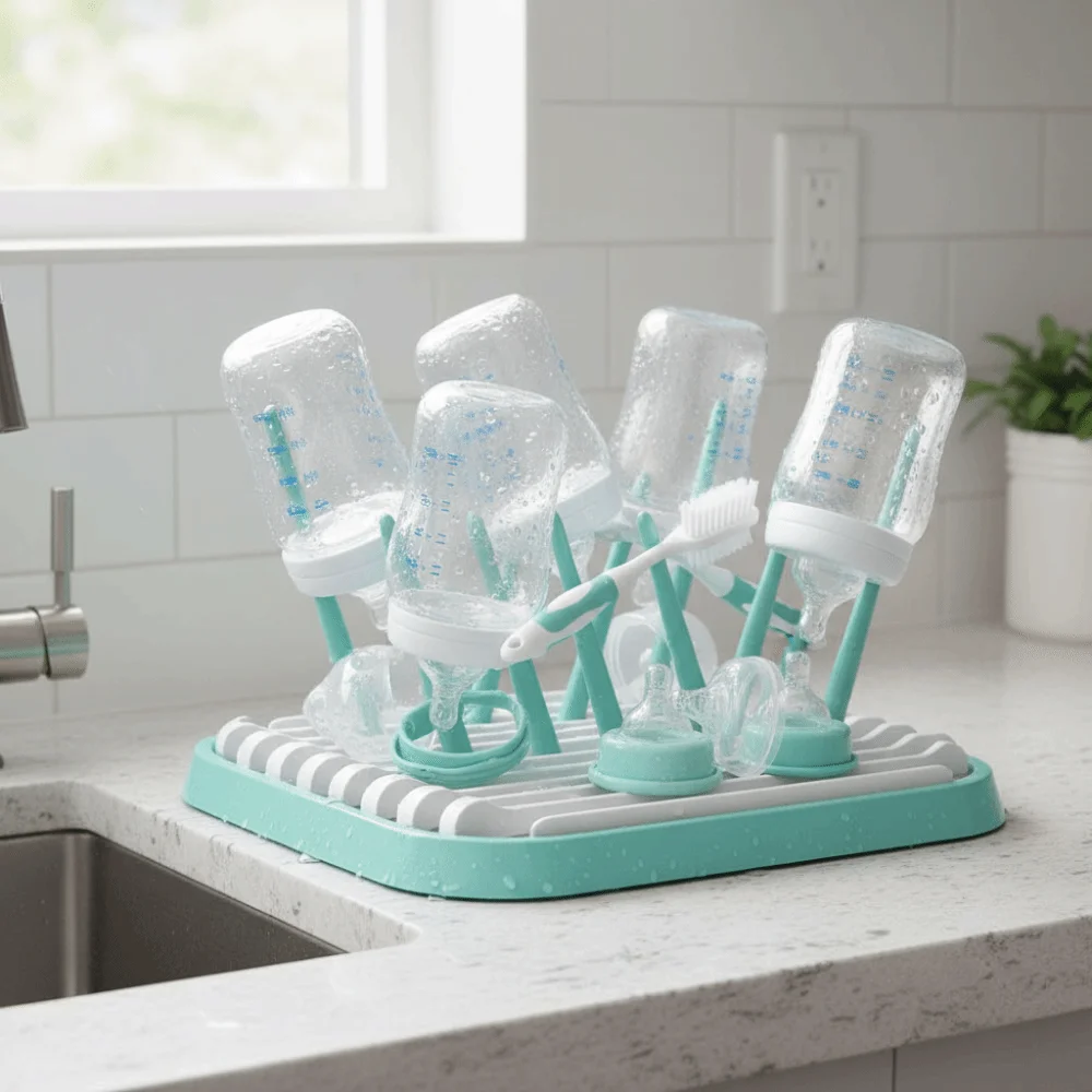 Foldable Baby Bottle Drying Rack Plastic Portable Drain Storage Rack Detachable Sturdy Bottle Cleaning Dryer