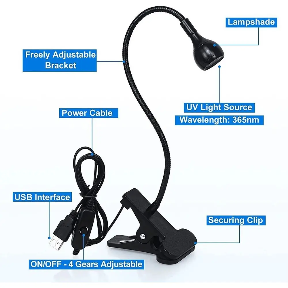 Nail Art Clip-On UV-lamp Led-uithardende ultraviolette lichten Bureaulamp Nageldroger UV-gel uithardingslicht