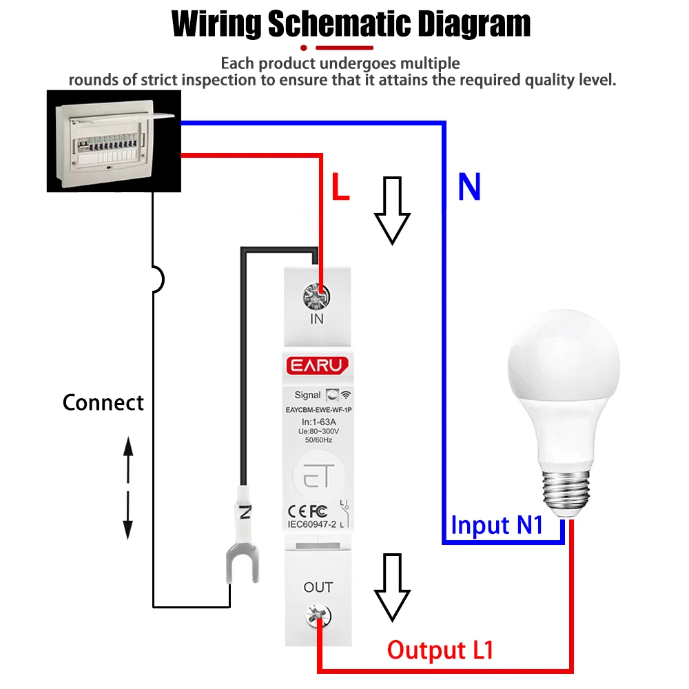 1P Din Rail WIFI Smart Energy Meter Power Consumption kWh Meter Circuit Breaker Time Timer Switch Relay Voltmeter for Smart Home