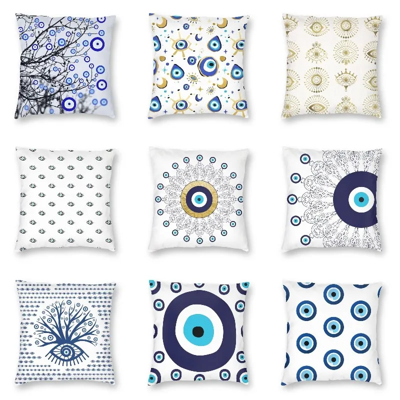 Turkey Evil Eye Cushion Cover Printed Mediterranean Amulet  Pillow For Sofa Pillowcase Home Decor