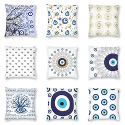 Turkey Evil Eye Cushion Cover Printed Mediterranean Amulet  Pillow For Sofa Pillowcase Home Decor