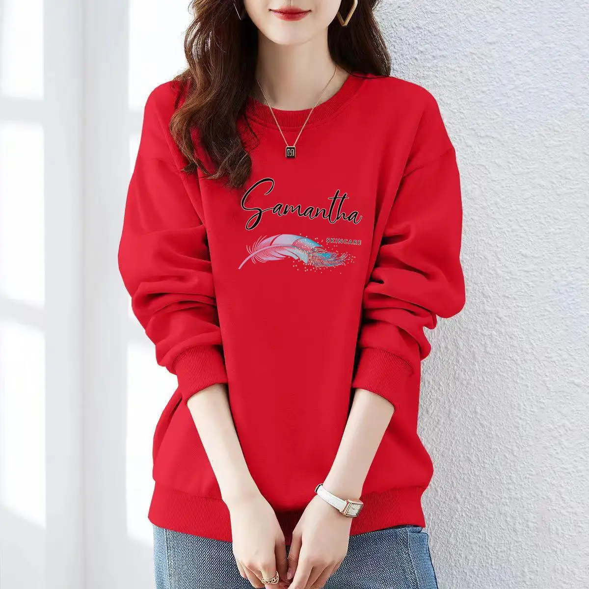 Autumn O-neck Vintage Casual Sweatshirts Women Clothing Loose Cotton Printed Hoodies Daily Casual Commute Pullover Tops