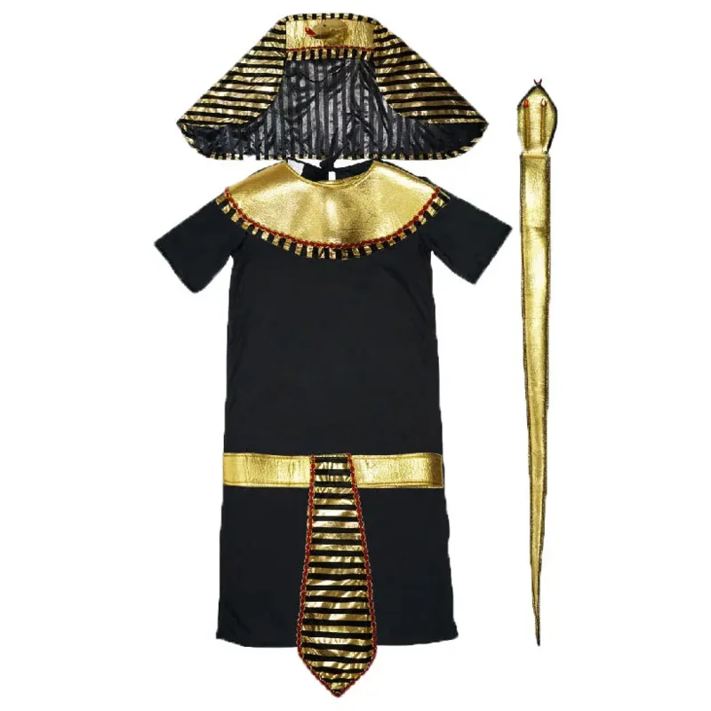 Kids Child Egypt Egyptian King Pharaoh Cosplay Costume for Boys Halloween Purim Carnival Party Mardi Gras Outfit Disfraces