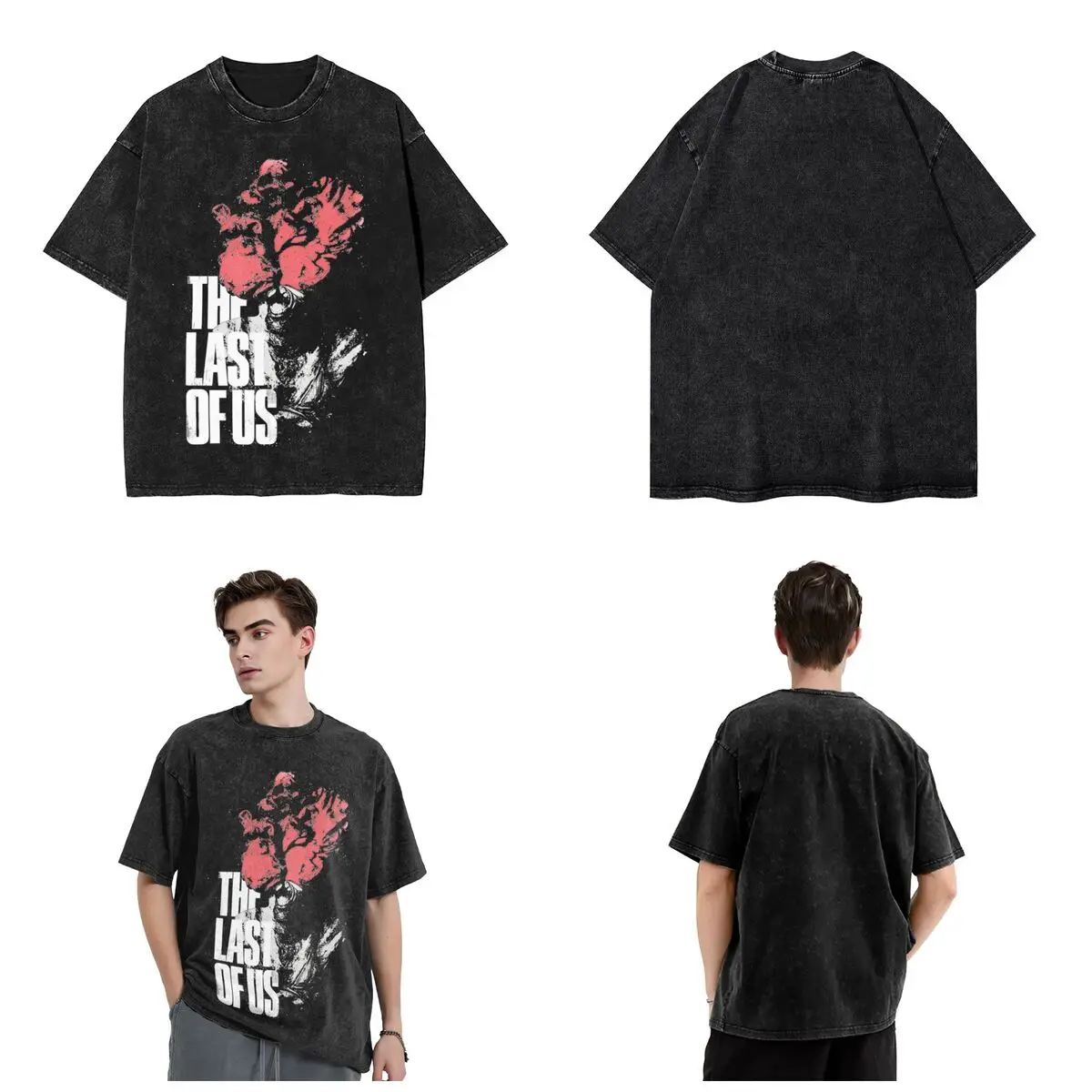 The Last Of Us T Shirts Hip Hop Washed Short Sleeve Harajuku T-Shirts Vintage Men Women Streetwear Printed Tops Tees