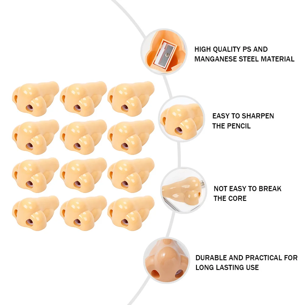 

12Pcs Creative Nose Pencil Sharpener Manganese Steel Design School Office Supplies Student Gift Christmas Holiday