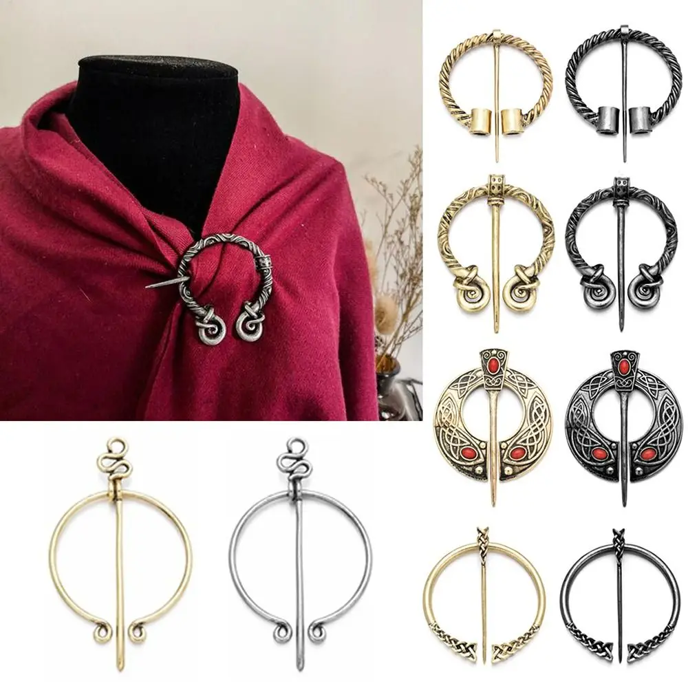 Silver/Gold Viking Brooch Medieval Fashion Jewelry Alloy Cloak Pin Coat Clasp Commercial