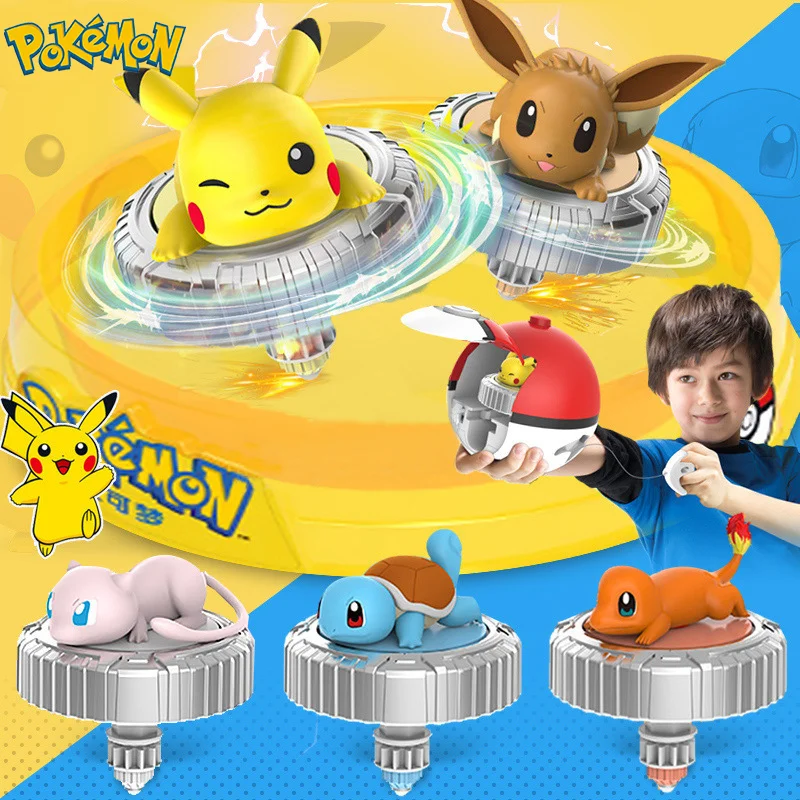 

Pokemon Elf spinning top Gyro ball action figure figurine Pikachu Charmander Squirtle Mew Eevee launcher kid battle game toy set