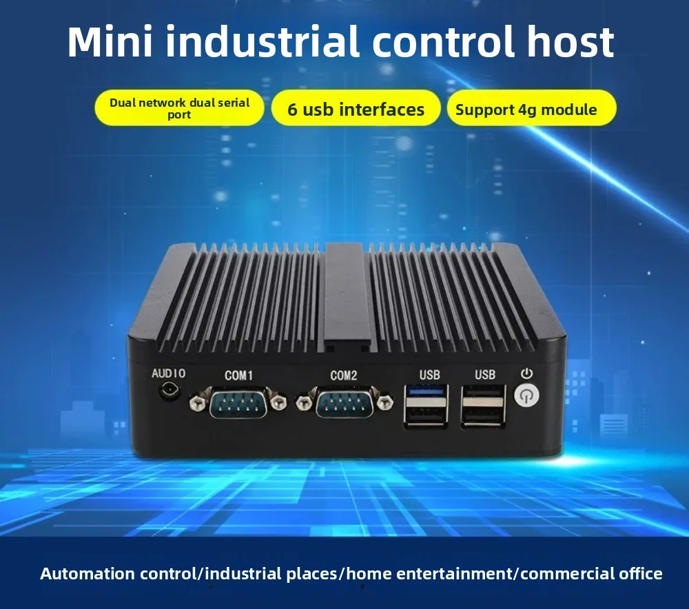 Industrial Mini PC Computer J1900 Quad Core Dual Serial Ports Dual Gigabit LAN Ports Desktop for Automation Control System