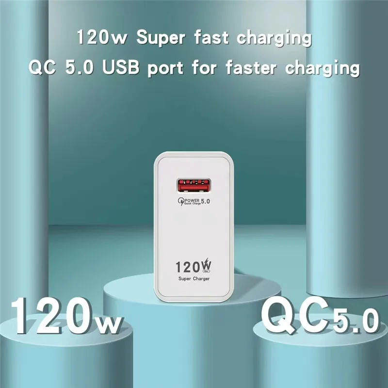 120W Fast Charging Adapter For Xiaomi Civi 12S Ultra 12 Lite Redmi Note 11 9 Pro K50 POCO C40 Huawei Samsung Oneplus USB Charger