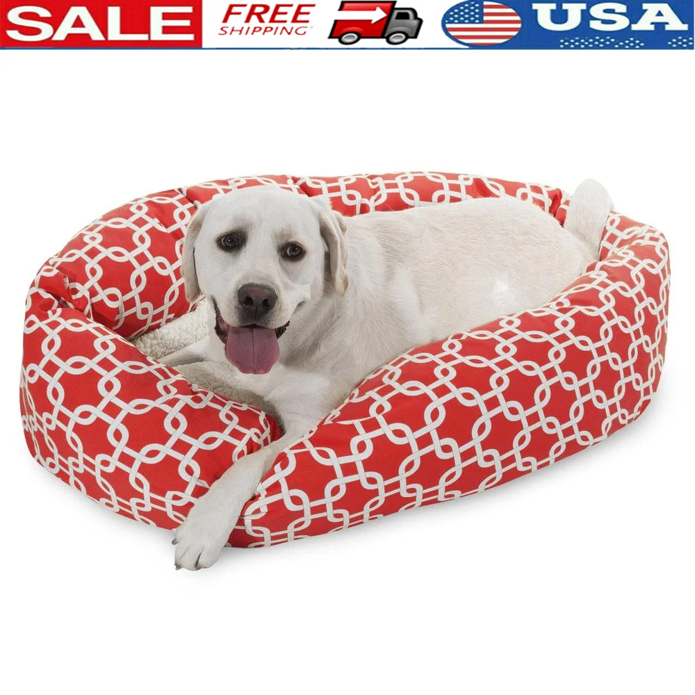 

Cozy Dog Washable Calming Pet Bed Soft Round Dog Durable Bolster Support Soft Sherpa Center Dog Sleeping Bed