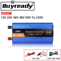 500W 12V 24V 36V 48V 60V To 220V Single Digital Display Intelligent Power Vehicle Inverter Power Converter Modified Sine Wave