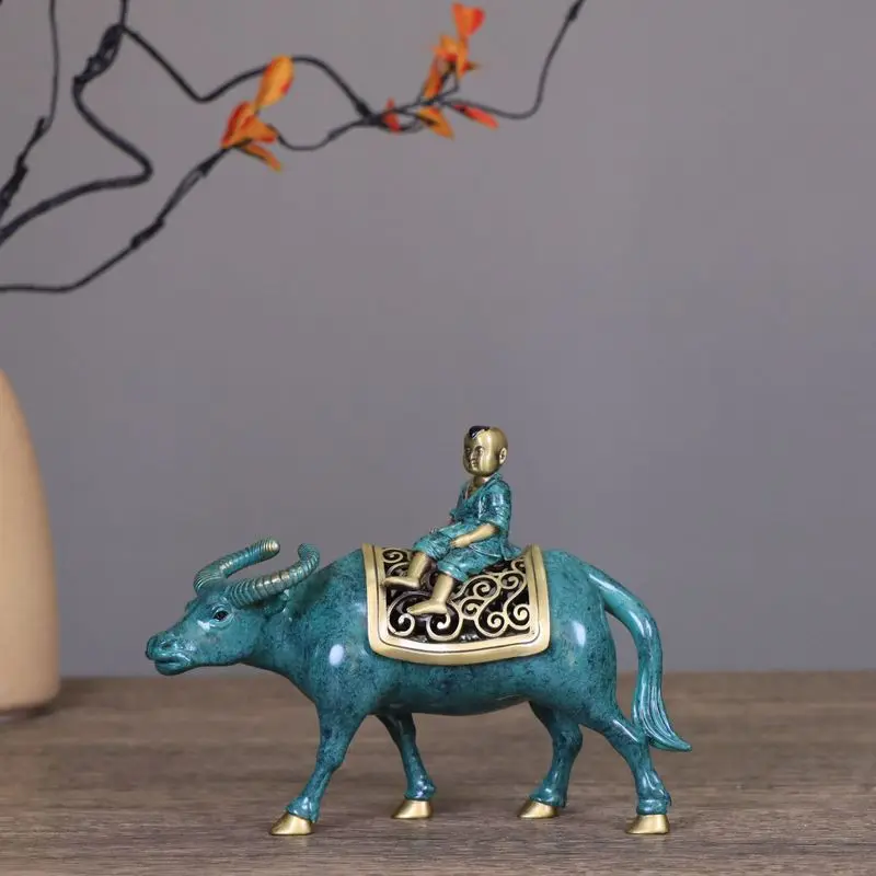 Pure copper boy herding cattle incense burner, creative Chinese-style incense burner, desk decoration, creative opening gift