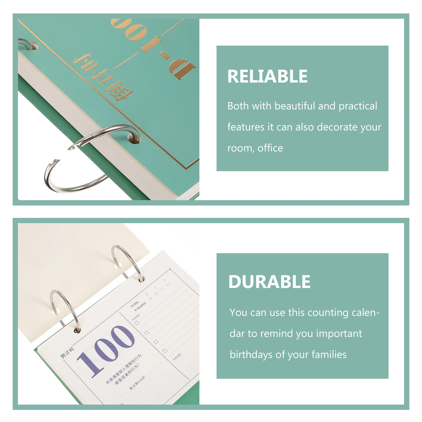 

2023 Thickened Paper Study Calendar Desktop Counting Days Planner Easel Decorative Calendar Loose Schedule Organizer