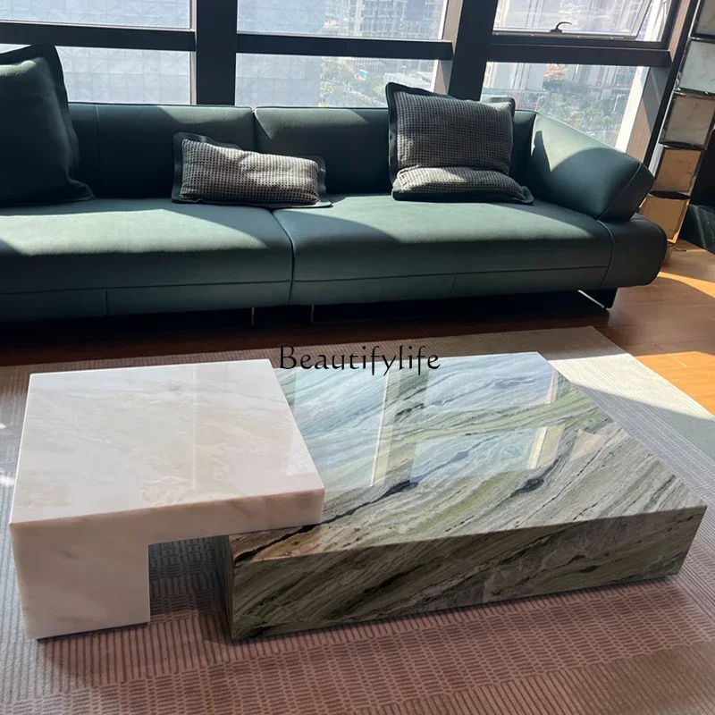 

3Italian natural marble coffee table modern simple light luxury villa high-end