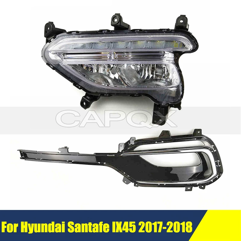 

Противотуманные фары переднего бампера Противотуманные фары для Hyundai Santa Fe Santafe IX45 2017-2018 Противотуманные фары дневного света