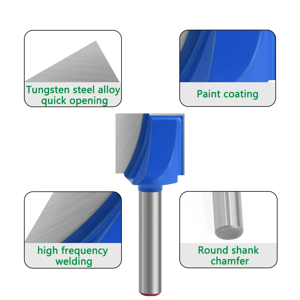 LAVIE 6Mm 1/4 Vỏ 1 Cái Vệ Sinh Dưới Hơi Thẳng Router Bit Bộ Vệ Sinh Dao Phay Gỗ Công Suất Máy