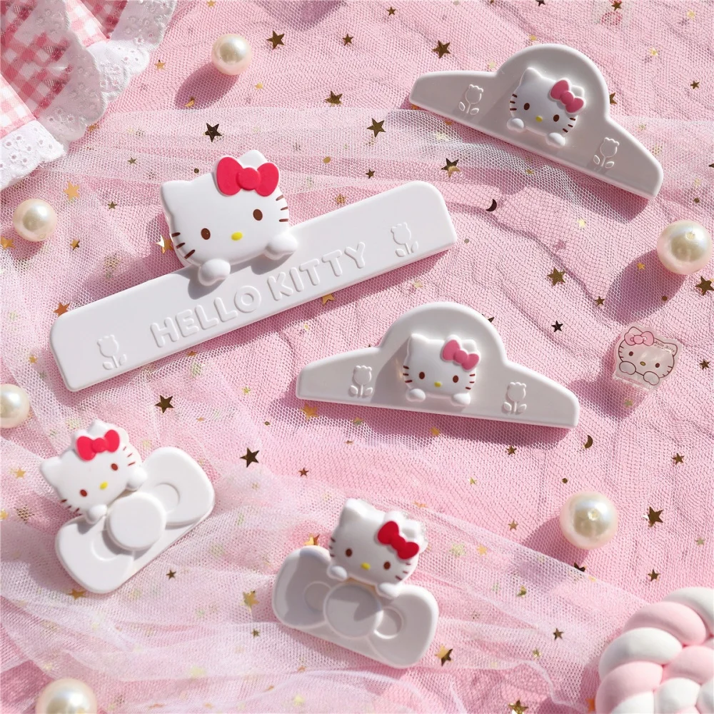 Genuine Sanrio Hello Kitty Magnetic Sealing Clip Cartoon Kt Cat Snack Moisturizing Clamp Kawaii Home Message Clips Girls Gifts