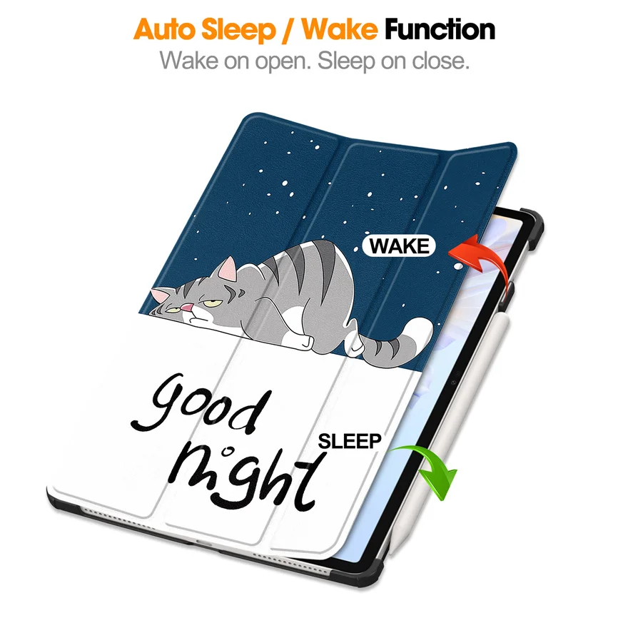 Case For Honor Pad V9 11.5Inch PU Leather Tri-fold Tablet Cover for Honor Pad V9 11.5Inch with Auto Wake Function