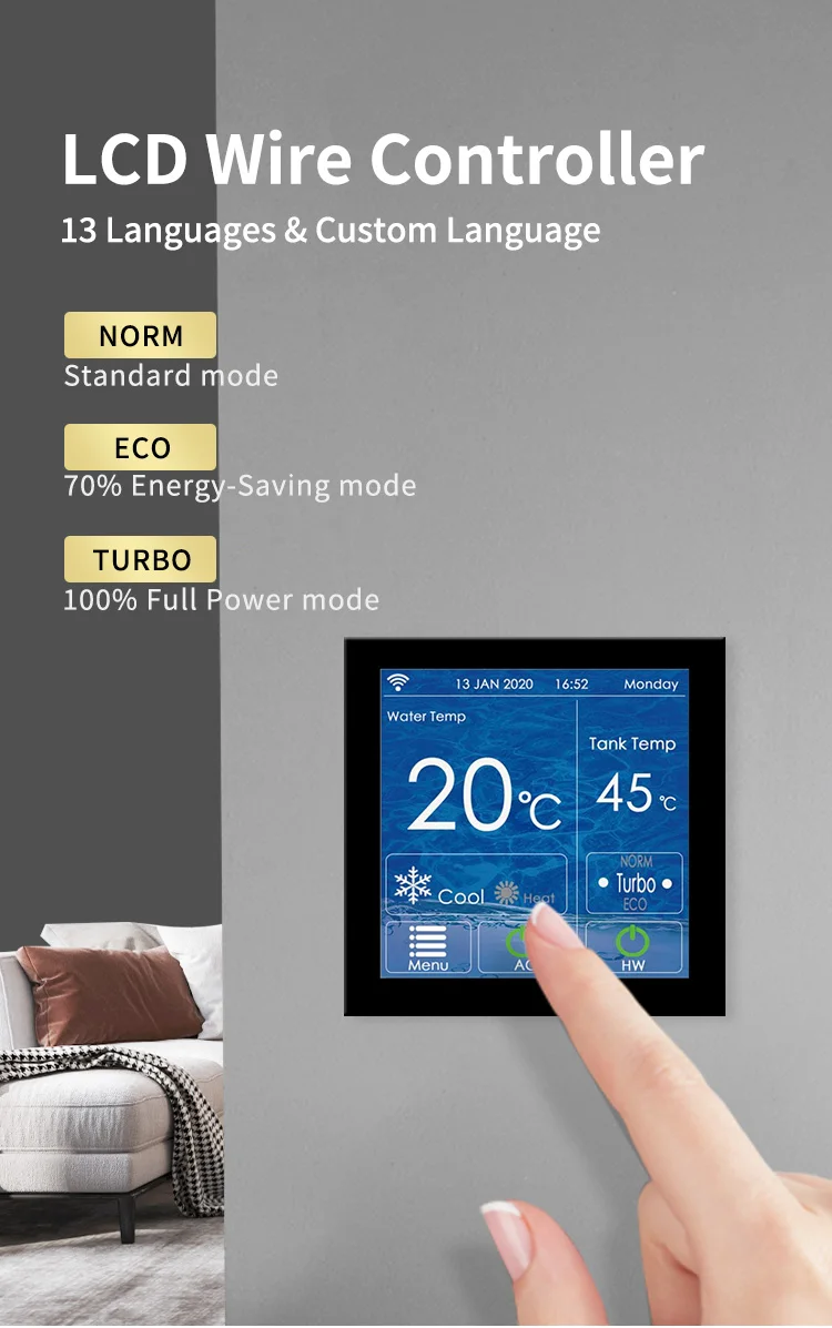 COP A+++ 6-12kw WIFI CE Heetwater Verwarmde Kamerverwarming R32 R290 Monoblock EVI DC Inverter Luchtbron Warmtepomp Verwarming