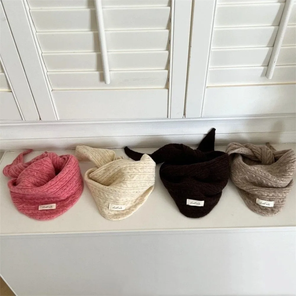 Cute Twist pattern Knitted Wool Scarf Windproof Solid Color Triangular Scarf Keep Warm Soft Winter Warm Scarf Boy Girl