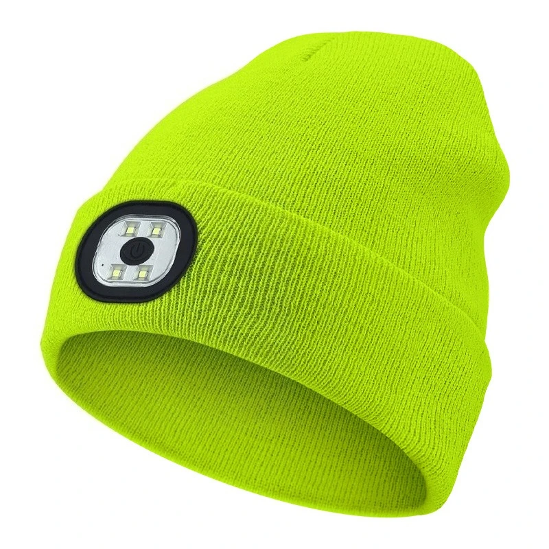 LED Lighted Beanie Hat USB Rechargeable Unisex Warm Winter Knitted Cap Headlamp Flashlight For Night Running Cycling, image 8