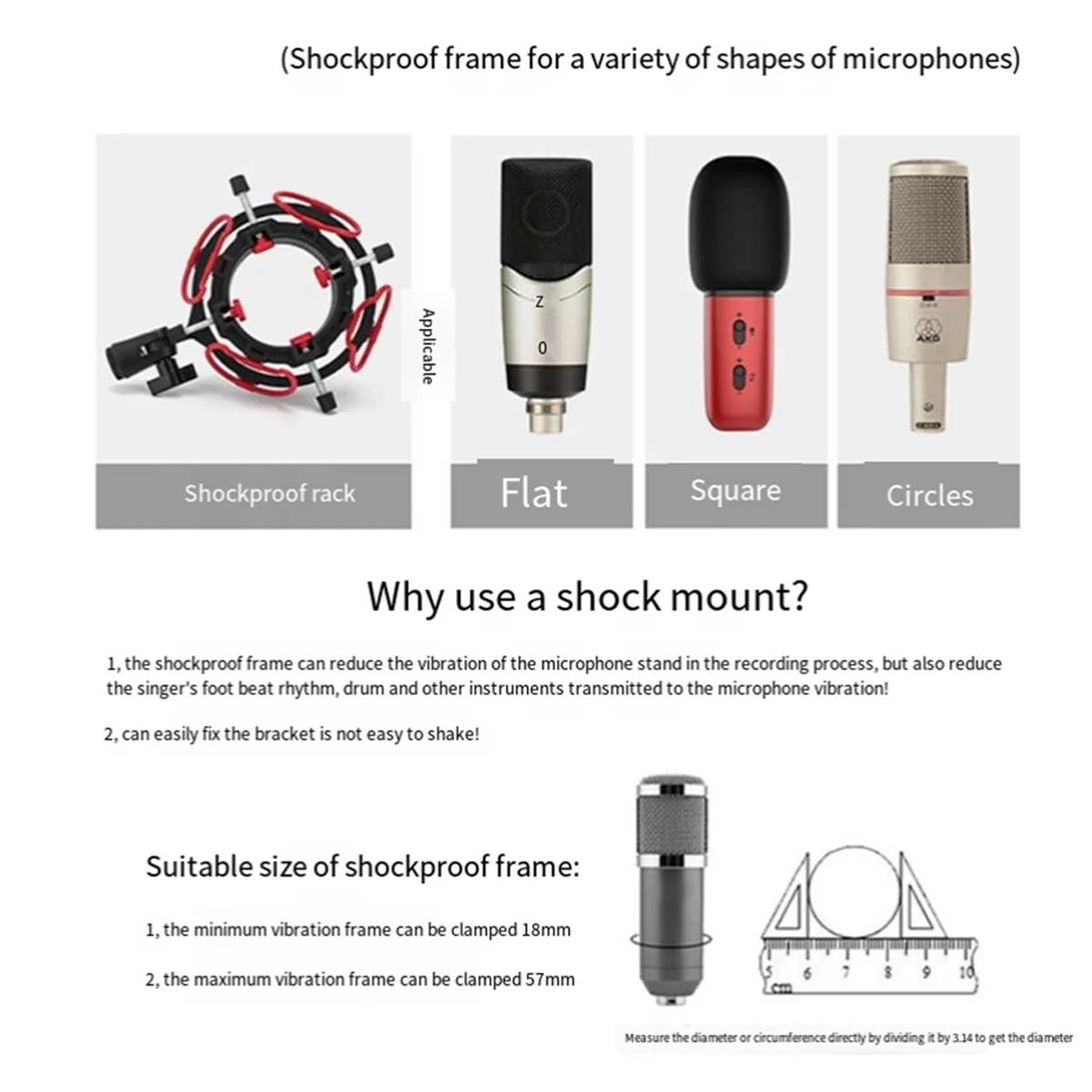 Verstellbarer Mikrofonst änder für Universal mikrofone mit Stoßdämpfer halterung für alle Mikrofone mit einer Größe von 18mm bis 57mm