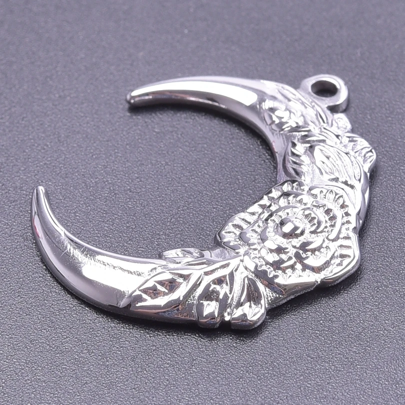 Different Upright Moon Charm Stainless Steel Pendant For Jewelry Making Supplies Silver Color Accessories Handmade Earring Charm