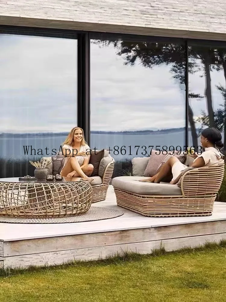 South East Asia Outdoor Leisure Sofa Teak Garden Coffee Bed Triple Sofa Furniture