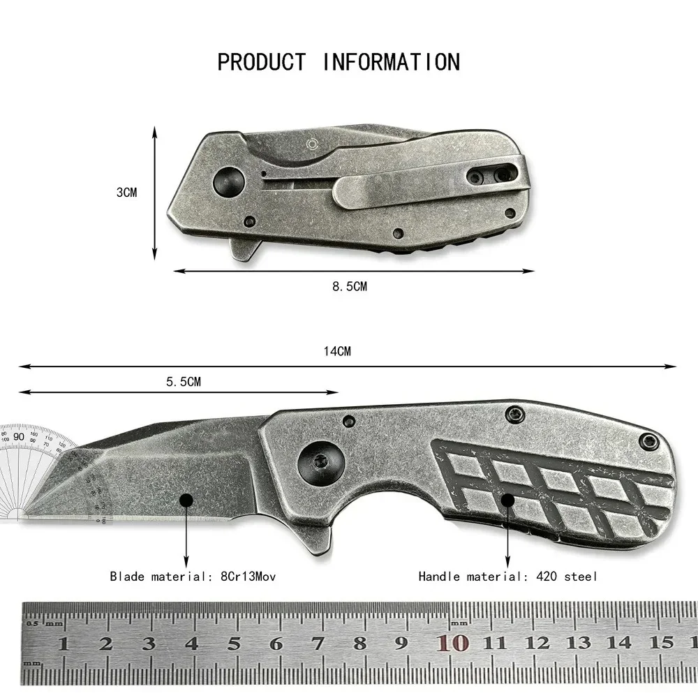 4021 Small Pocket Folding Knife 8Cr13Mov Stonewash Wharncliffe Chisel Blade 420 Steel Handle Outdoor Camping Hunting EDC Tool